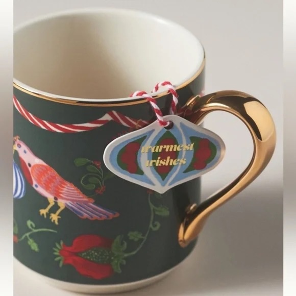NWT Anthropologie Juniper Stoneware Christmas Mug Bird - Picture 2 of 3